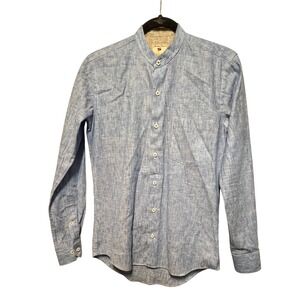 Orange Club‎ Mens 15 Super Slim Fit Blue Poly Cotton Band Collar Shirt